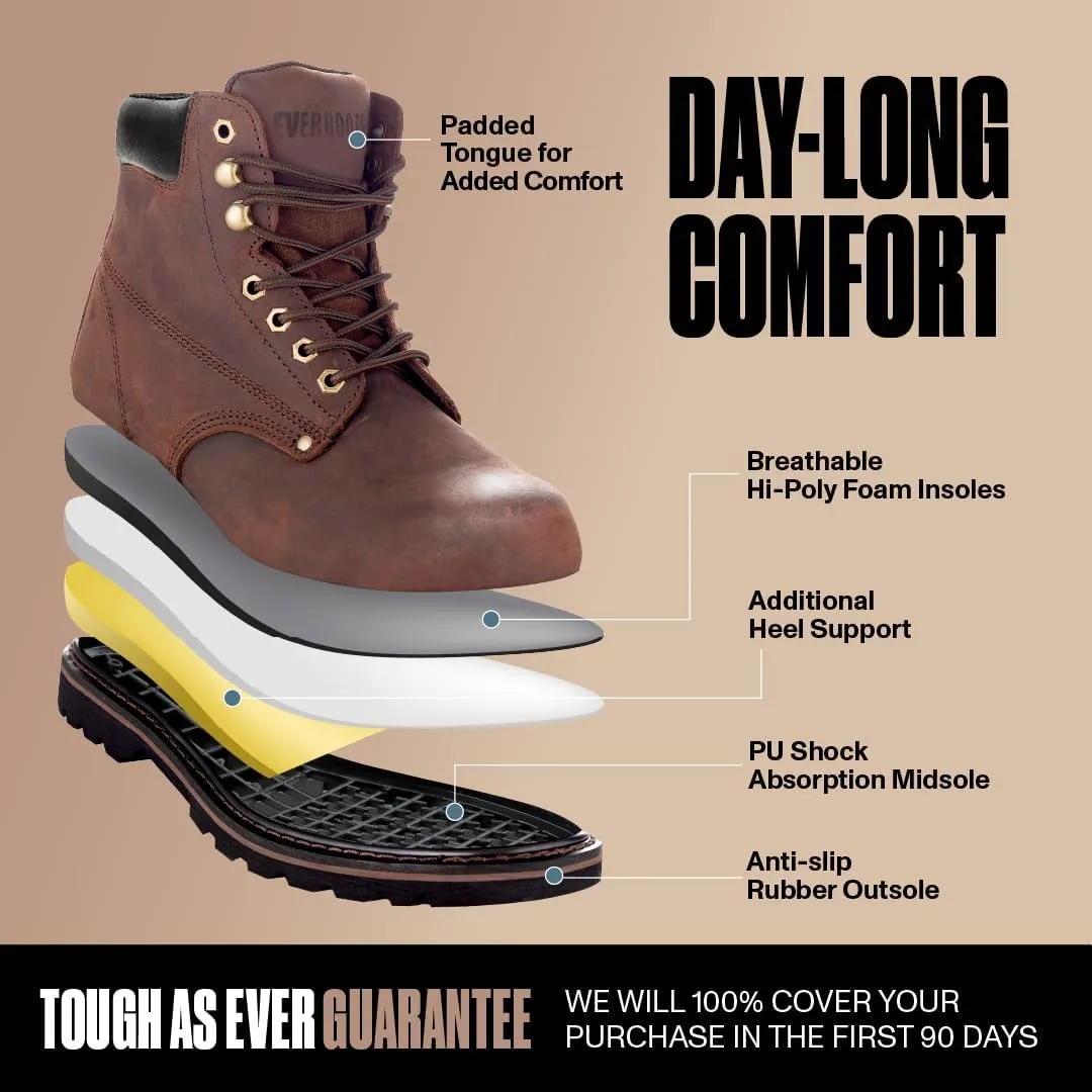 Work Boots for Men Soft Toe  6inch Leather Boots for Construction Rubber Sole Working botas de trabajo para hombre, Tank Workboots